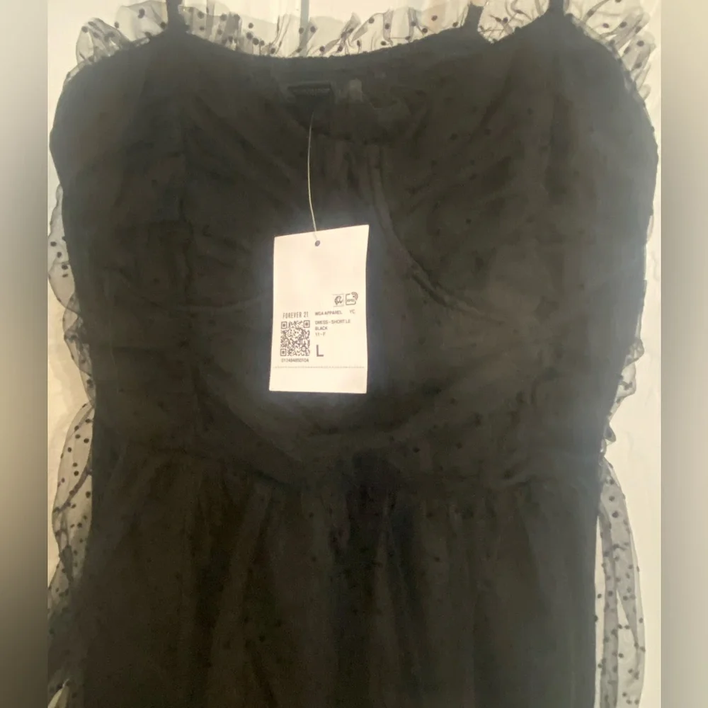 Black mesh midi dress featuring an allover clip-dot pattern - Picture 3 of 5